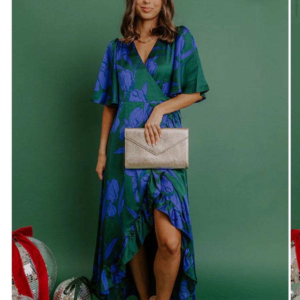 Sugarlips Green and Blue High Low Dress
